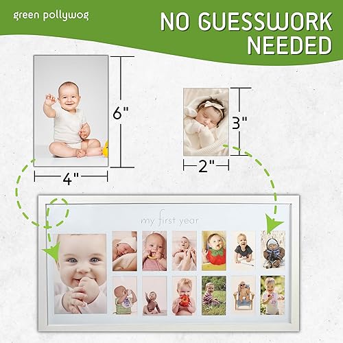 Miniatura 2 de Green Pollywog Marco de fotos para el primer año del bebé marco de collage para bebé en color blanco marco de fotos de 12 meses marco de fotos para