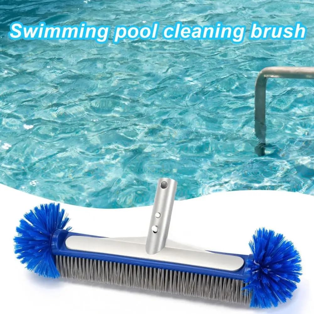 Kit d'entretien aspirateur Piscine Tête de Brosse de Piscine de 18 Pouces avec Brosse de Nettoyage d'angle Brosse à récurer pour Carreaux de Piscine à Poils Semi-sphériques