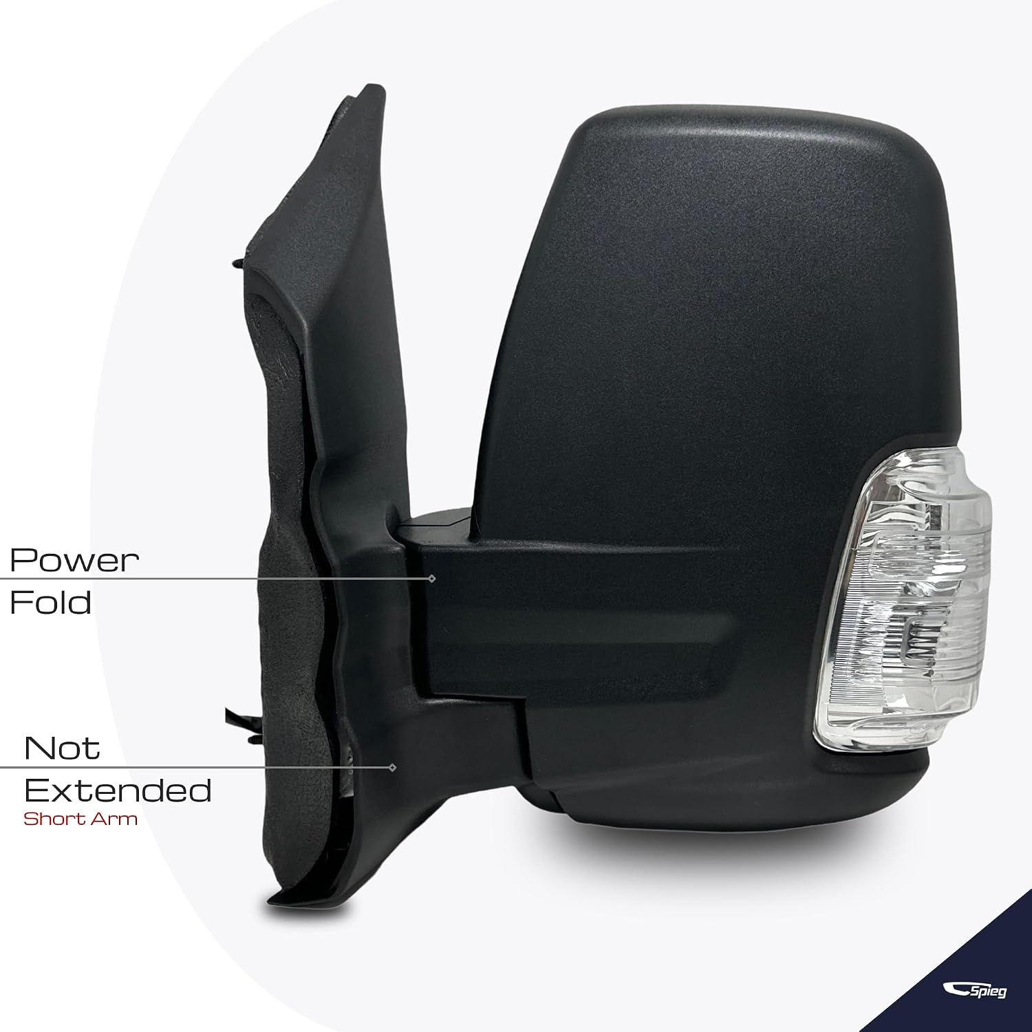 Spieg Driver Side Mirror for 2020-2023 Ford Transit 150 250 350 Short Arm with Power Folding Blind Spot Monitoring BSM Turn Signal Textured Black 10 Pins Left FO1320654 image 2