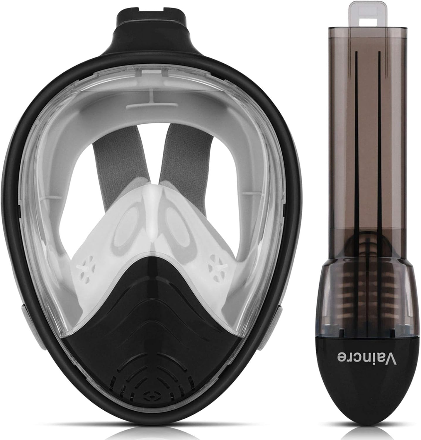 Vaincre 180° Full Face Snorkel Mask with Panoramic View Anti-Fog, Anti-Leak with Adjustable Head Straps - See Larger Viewing Area Than Traditional Masks for Kids and Adults