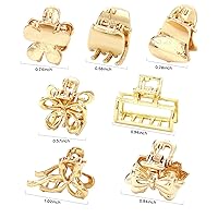 Vista 4 de Juego de pinzas de metal para el cabello, 14 pequeñas garras antideslizantes para cabello fino a grueso, accesorios dorados para cabello corto