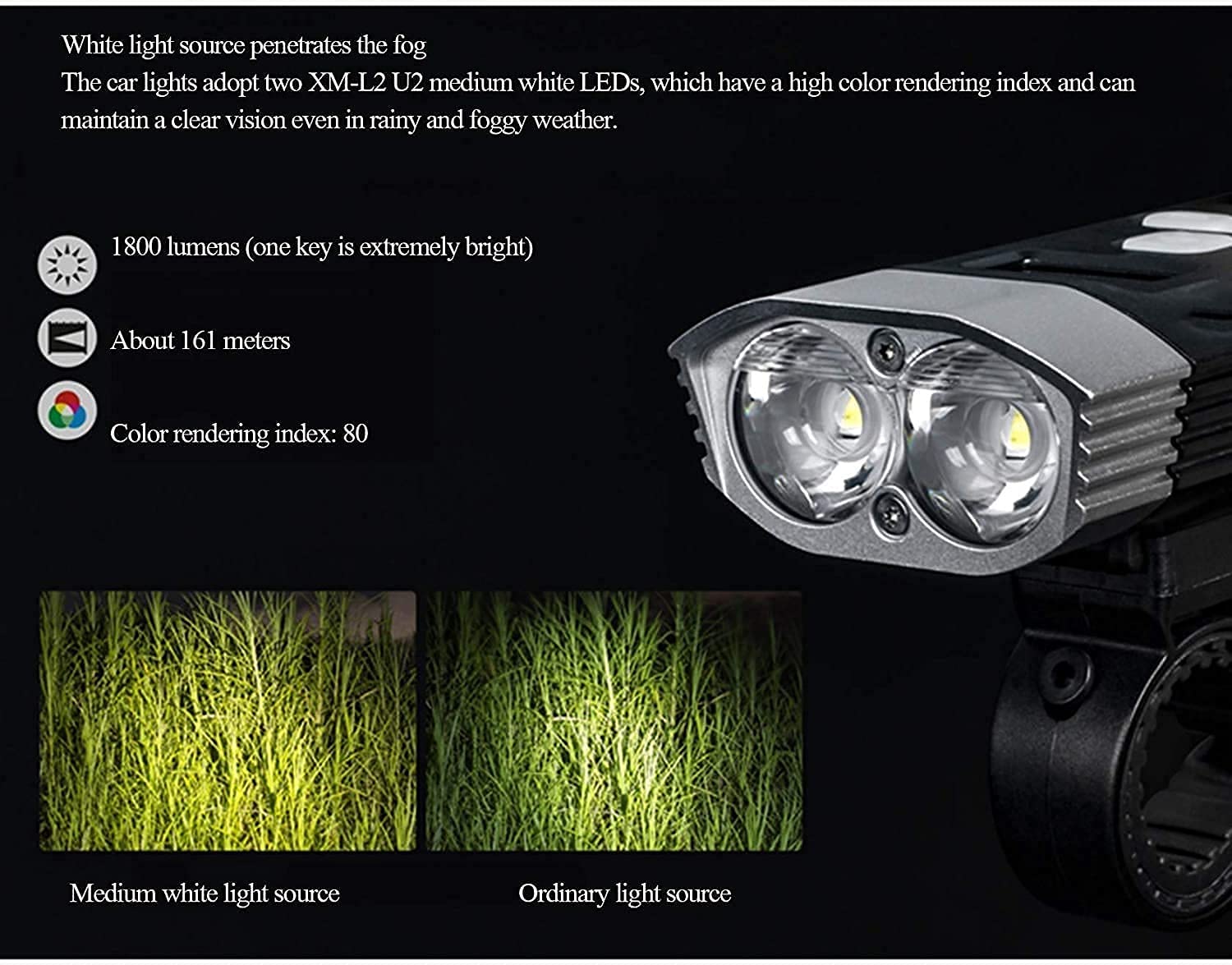 Lampi per Biciclette USB Ricaricabile, Faro Anteriore in Bicicletta, 5 modalità Luce, Impermeabile, Display Digitale a LED Bike Light per Tutte Le Biciclette