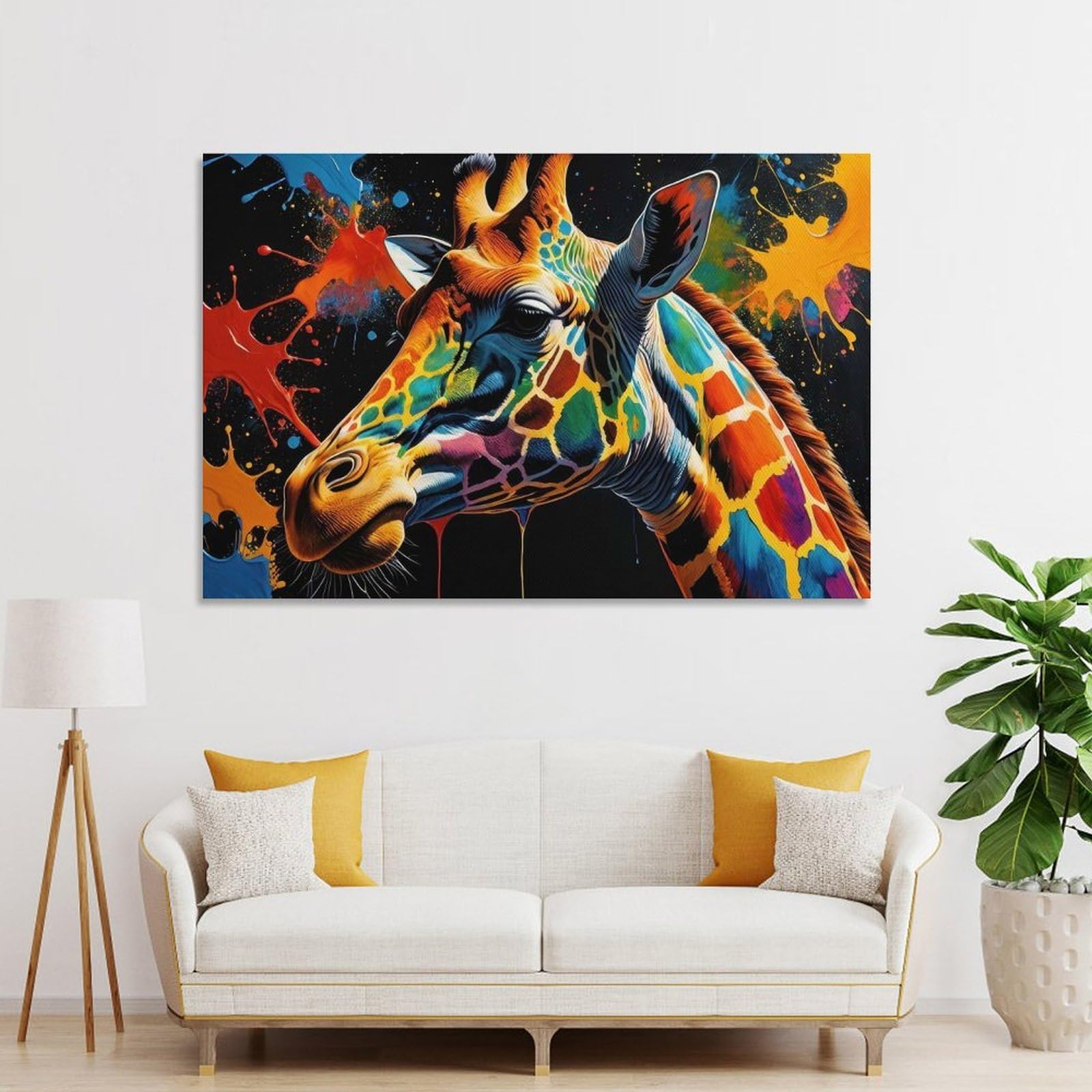 Junmoney Unframe-Style-1-1 Colorful Giraffe Portrait(8) Room Decor Wall Art 08X12inch(20X30cm), For Entrance Walls, Hall Decor Or Foyers, A Neat Decor Update For Hallways