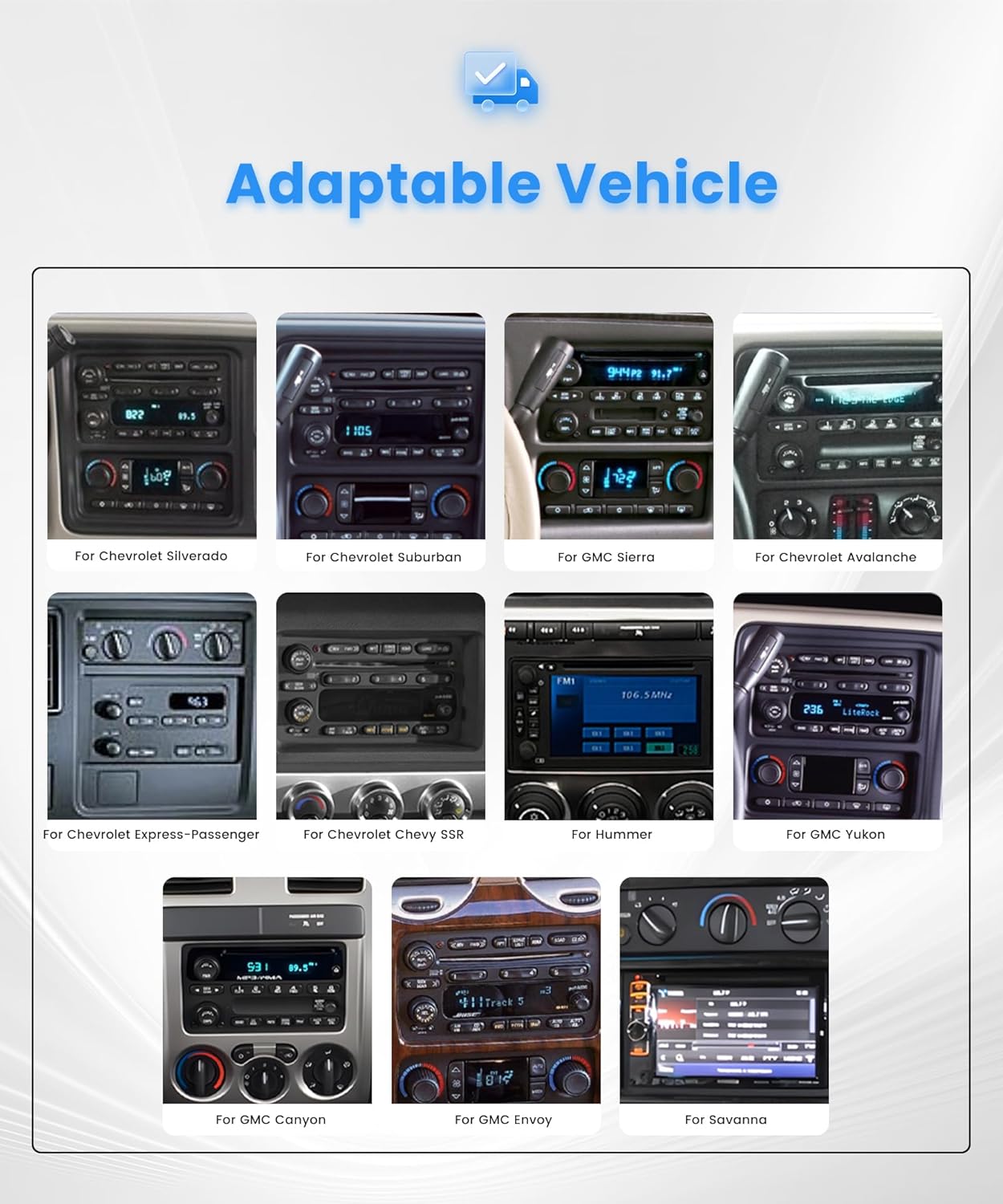 4Core+64GB Android Car Stereo for Chevy Silverado Tahoe Suburban 2003-2006, for GMC Sierra Yukon Hummer H2, 7-Inch Touchscreen Car Radio with Wireless Carplay Android Auto DSP SWC+Backup Cam