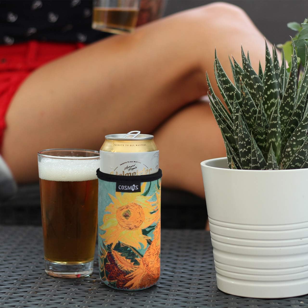 CM Soft Neoprene Slim Can Sleeves Insulators Slim Can Covers with Van Gogh Painting The Starry Night Sunflowers Painting Pattern for 12 Fluid Ounce Energy Drink & Beer Cans - Image 6