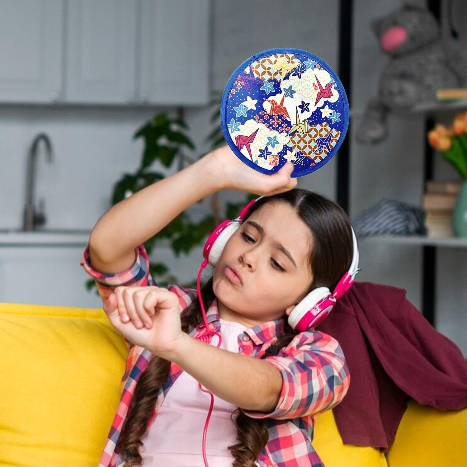 Frisbee Giapponese Da 4 Pezzi, Moschettone Da 4 Pezzi, Ventaglio Pieghevole, Ventaglio Pieghevole A Mano, Ventaglio Pop-Up, Ventaglio Pieghevole Rotondo, Ventaglio Pieghevole A Mano