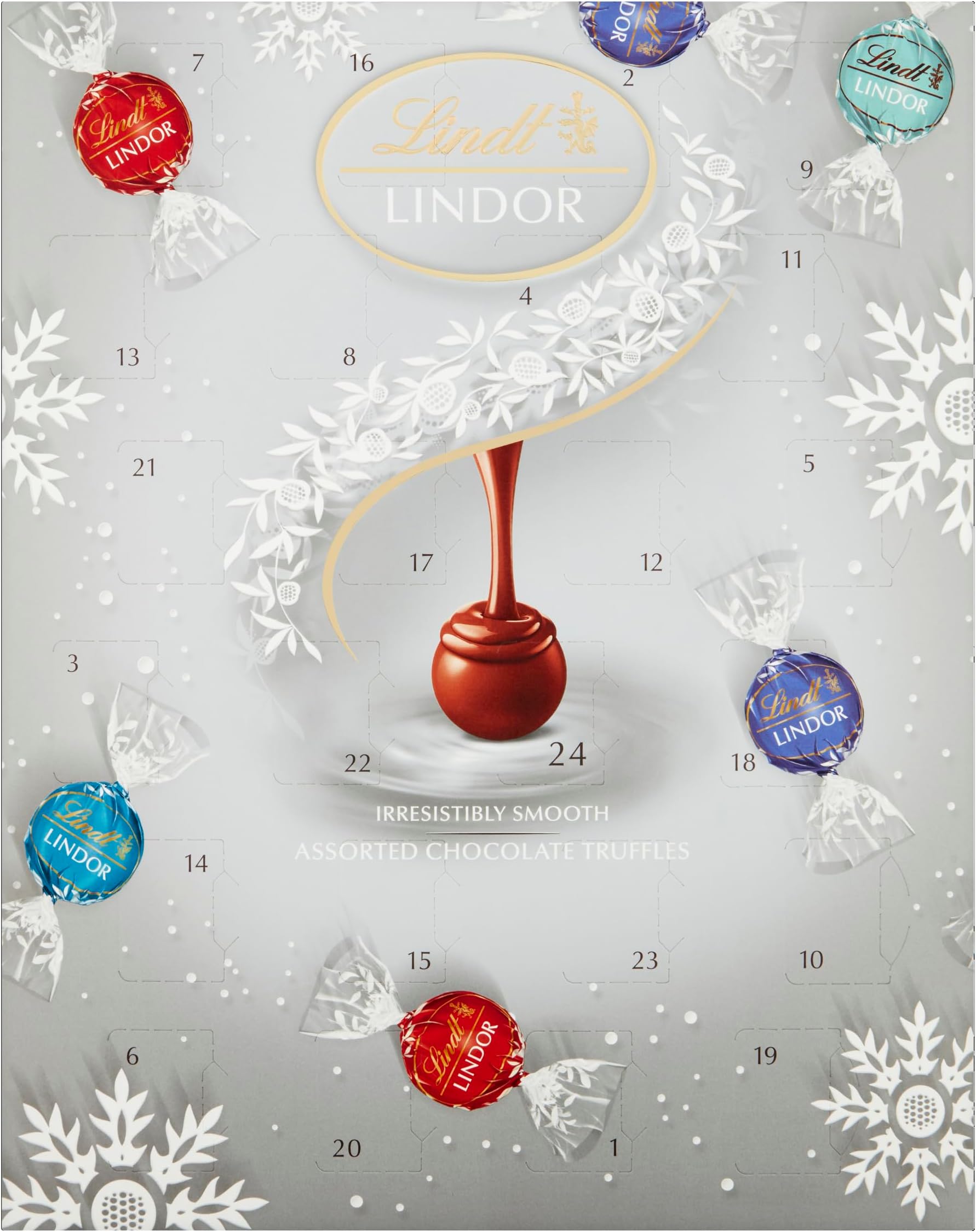 Lindor Silver Assorted Christmas Chocolate Advent Calendar 300g