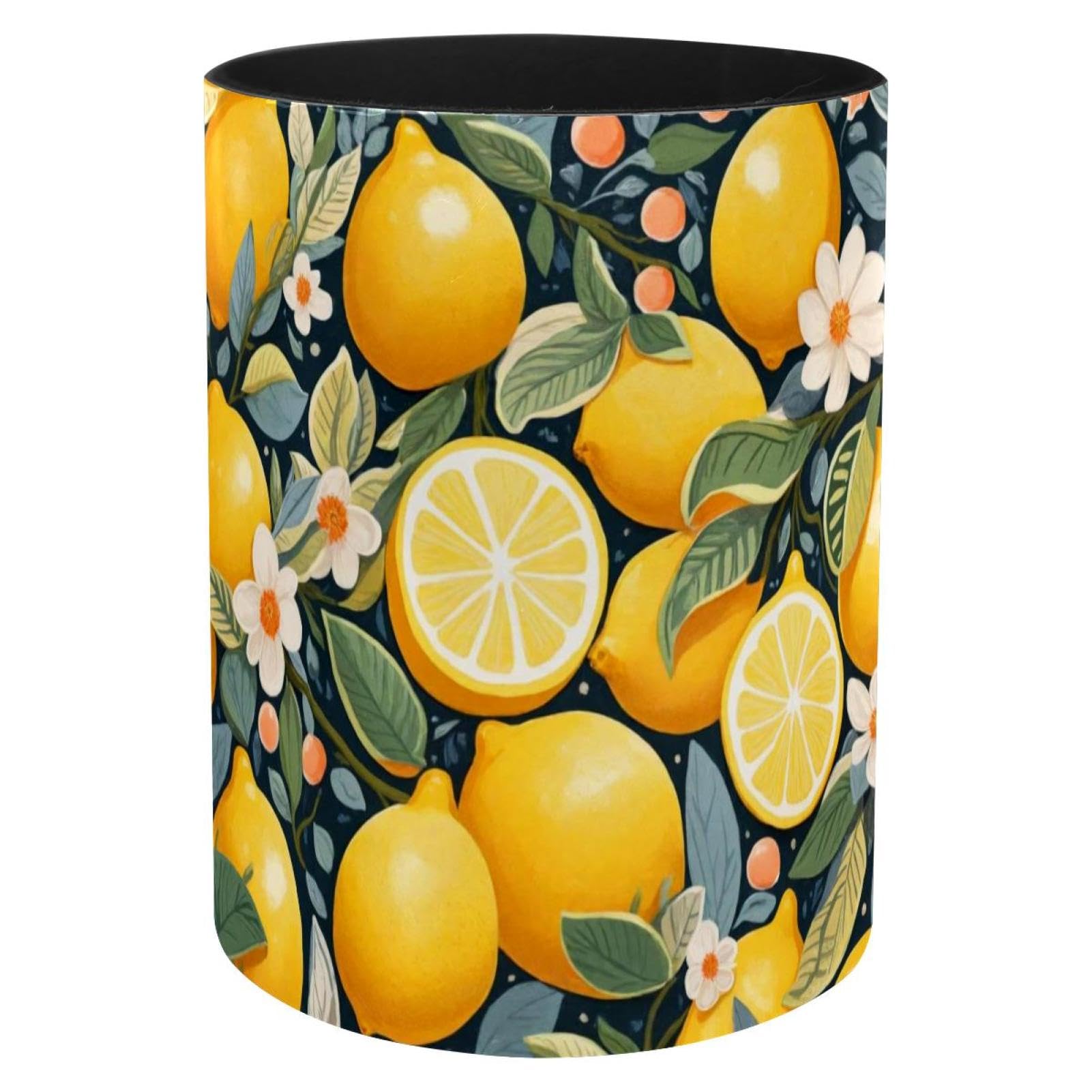 Pot à crayons motifs citrons pour organiser votre bureau d'école