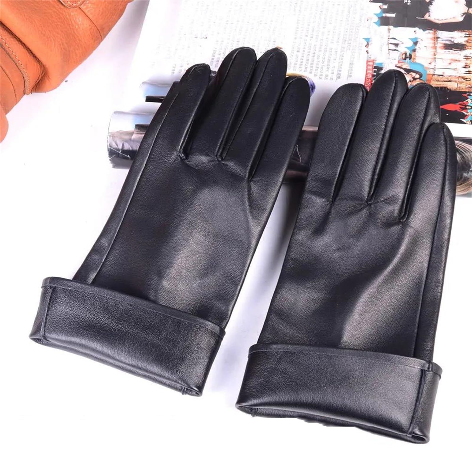 Guantes largos de piel auténtica para hombre, longitud al codo, sin forro, militares, para montar en motocicleta