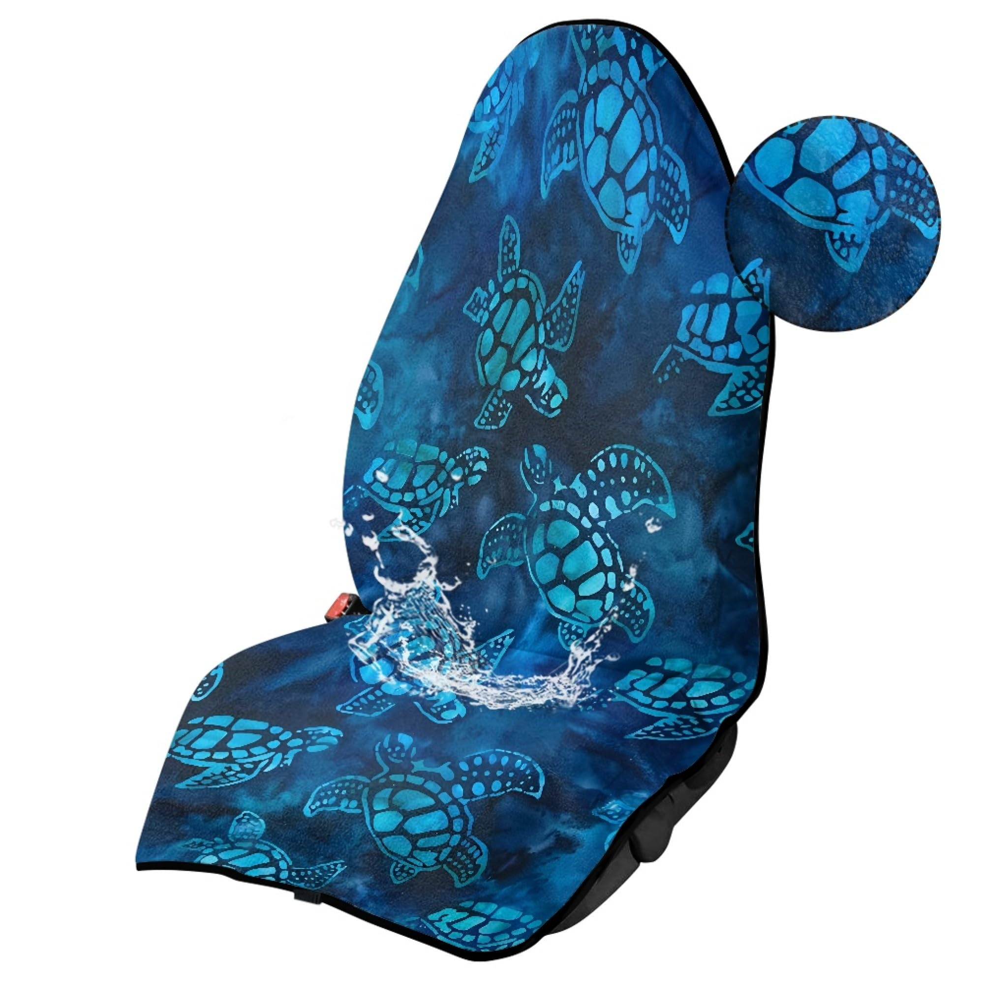 Blue Sea Turtle Car Seat Cover Protector Front Seats Only,Waterproof Towel Seat Cover for Trucks SUV Van,Car Seat Towel Cover After Gym Yoga,Turtle Car Accessories for Women Men
