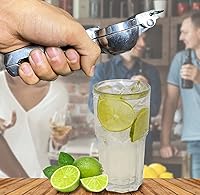 Vista 5 de Coladera Exprimidor de limones tradicional súper resistente de acero para cocina y barra Exprimidor de lima para cítricos y limones con colgador