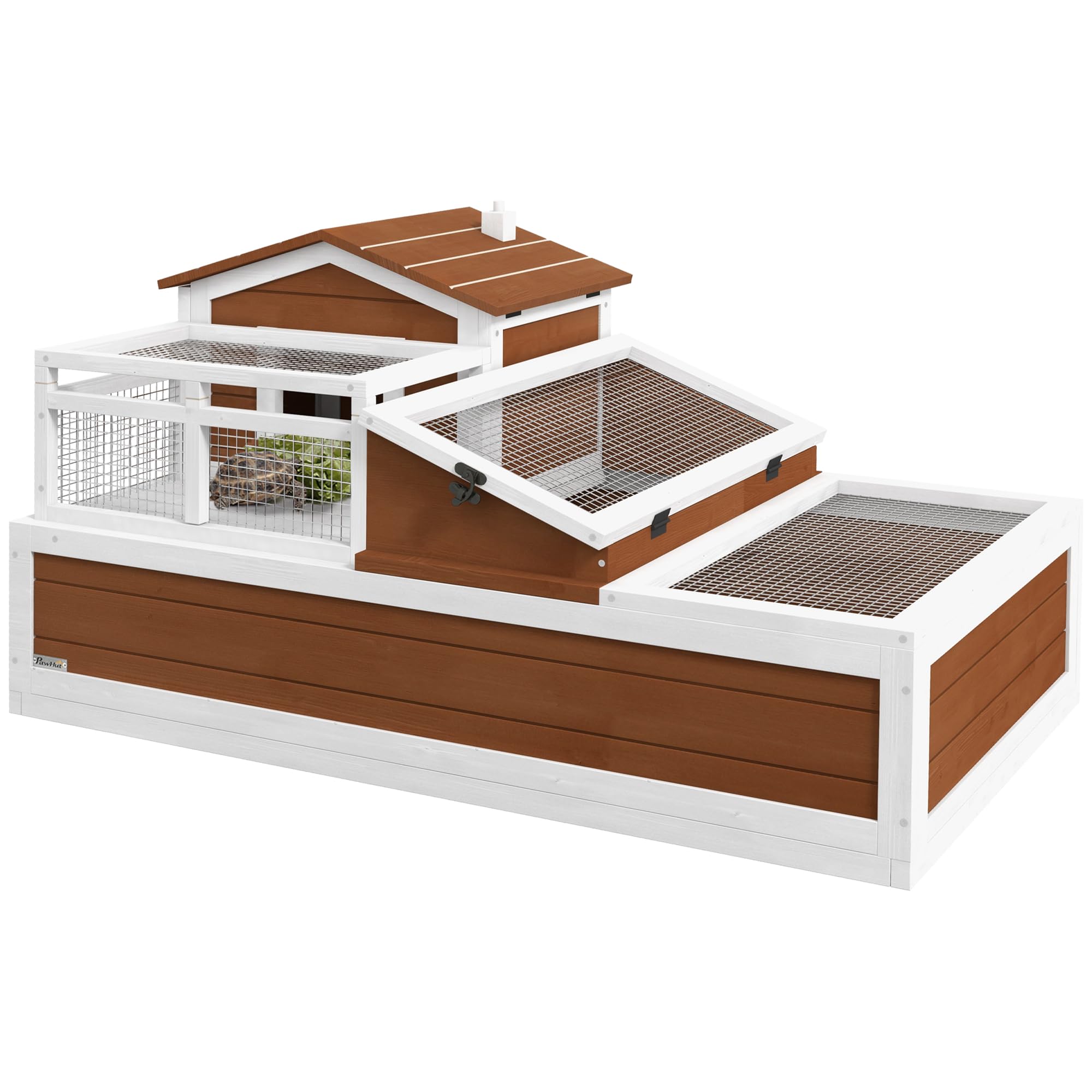 PawHut 3-Room Tortoise House Habitat