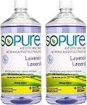 SoPure 2X945 mL Lavande liquide Hand Sanitizer Recharges Bouteilles (avec un vaporisateur de taille de voyage gratuite) - Ingrédients végétaux naturels & Enrichi en vitamine E - Hydratant non collant
