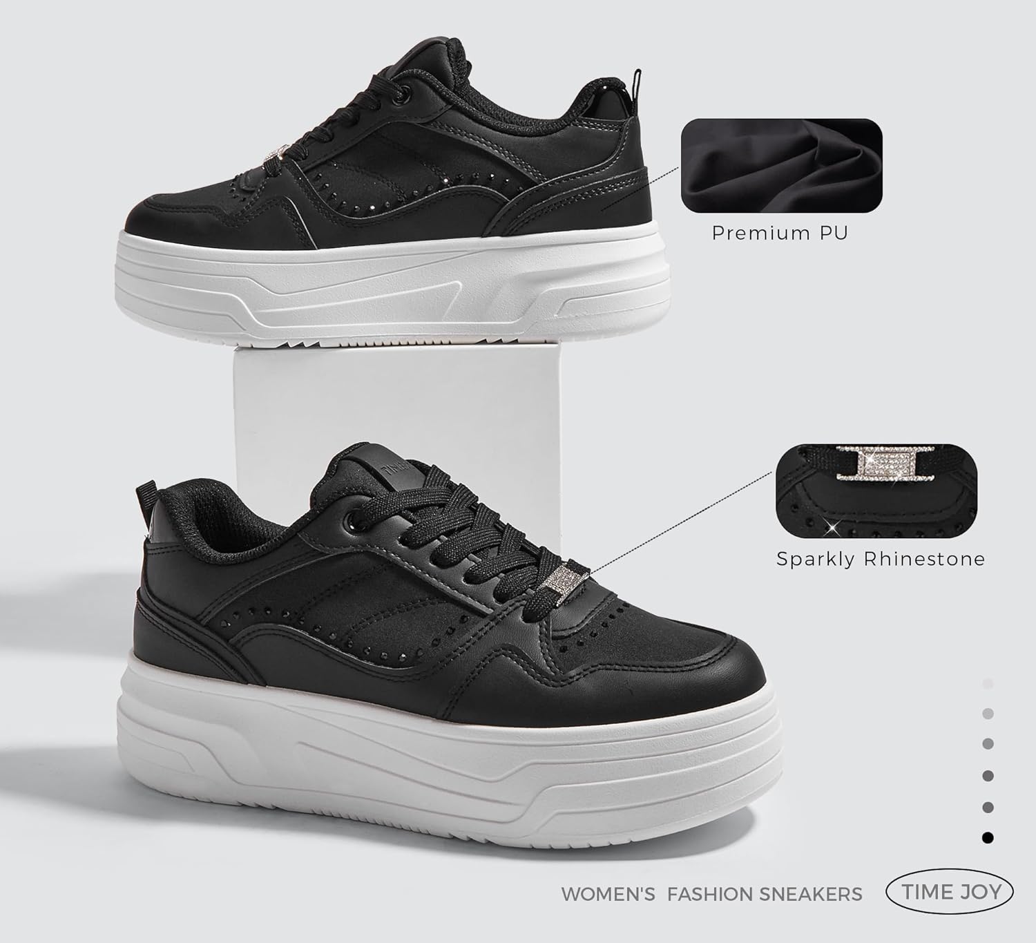 Women's Platform Sneakers Chunky Tennis Shoes with Artificial Leather & Recyclable Material Insole Non-Slip Cushion for Casual, Streetwear & Daily Outfits - Image 4