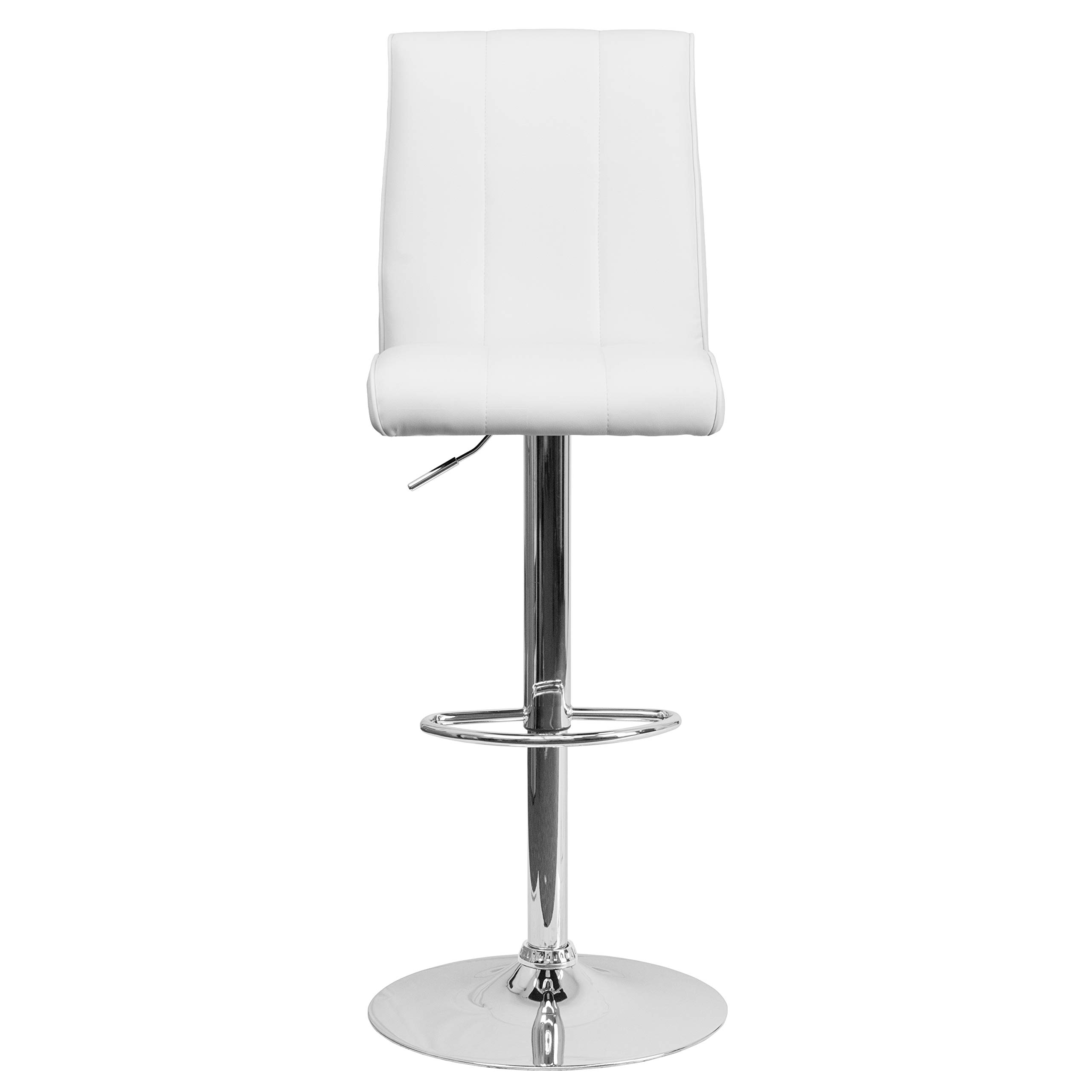 Flash Furniture - Sgabello da bar in vinile, altezza regolabile, con base cromata CH-122090-BLK-GG Confezione doppia 2 pezzi bianco