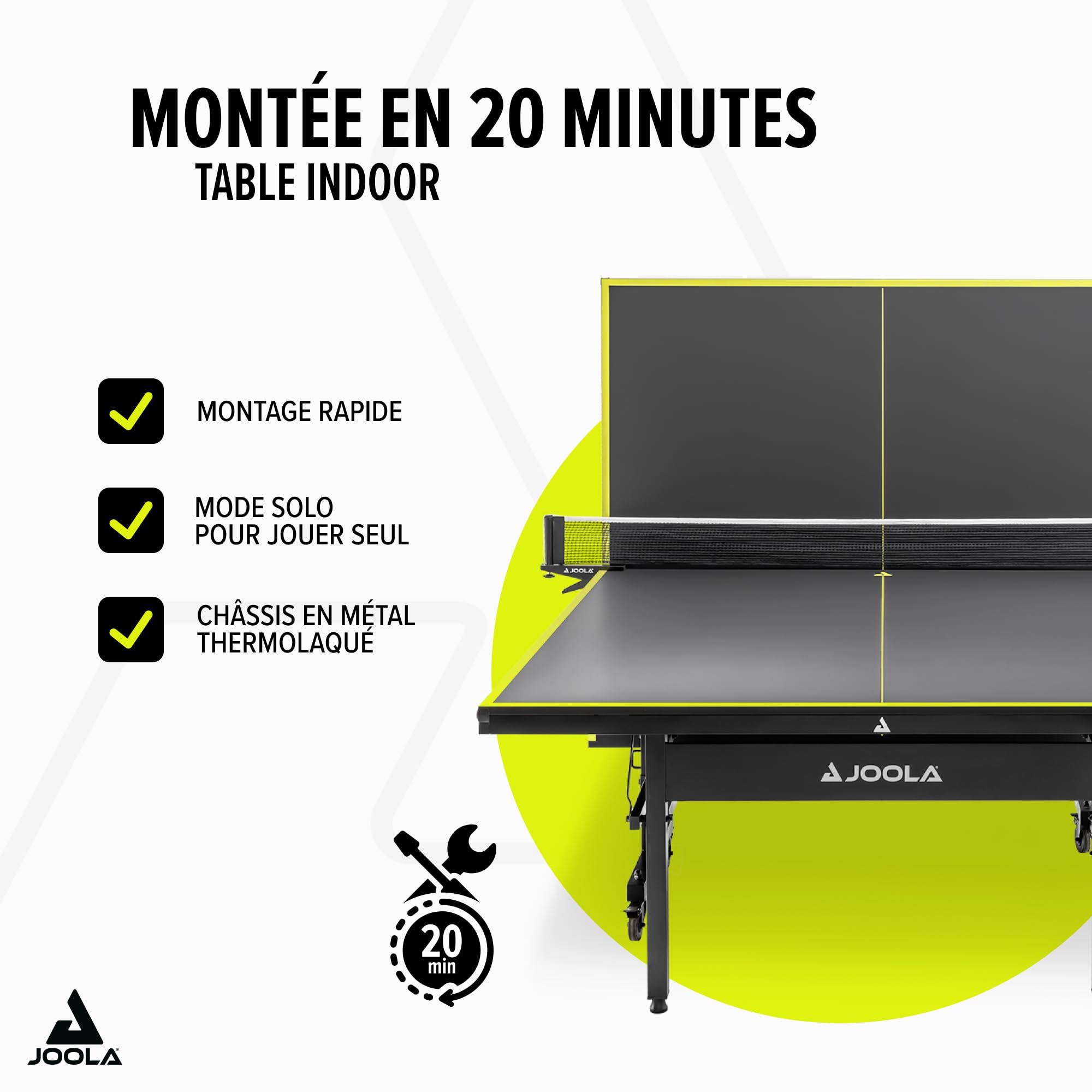 JOOLA Table de ping-Pong Inside J18 - Table de ping-Pong intérieure Pliable - Montage Rapide avec Filet - Gris - 274 x 152,5 x 76 cm