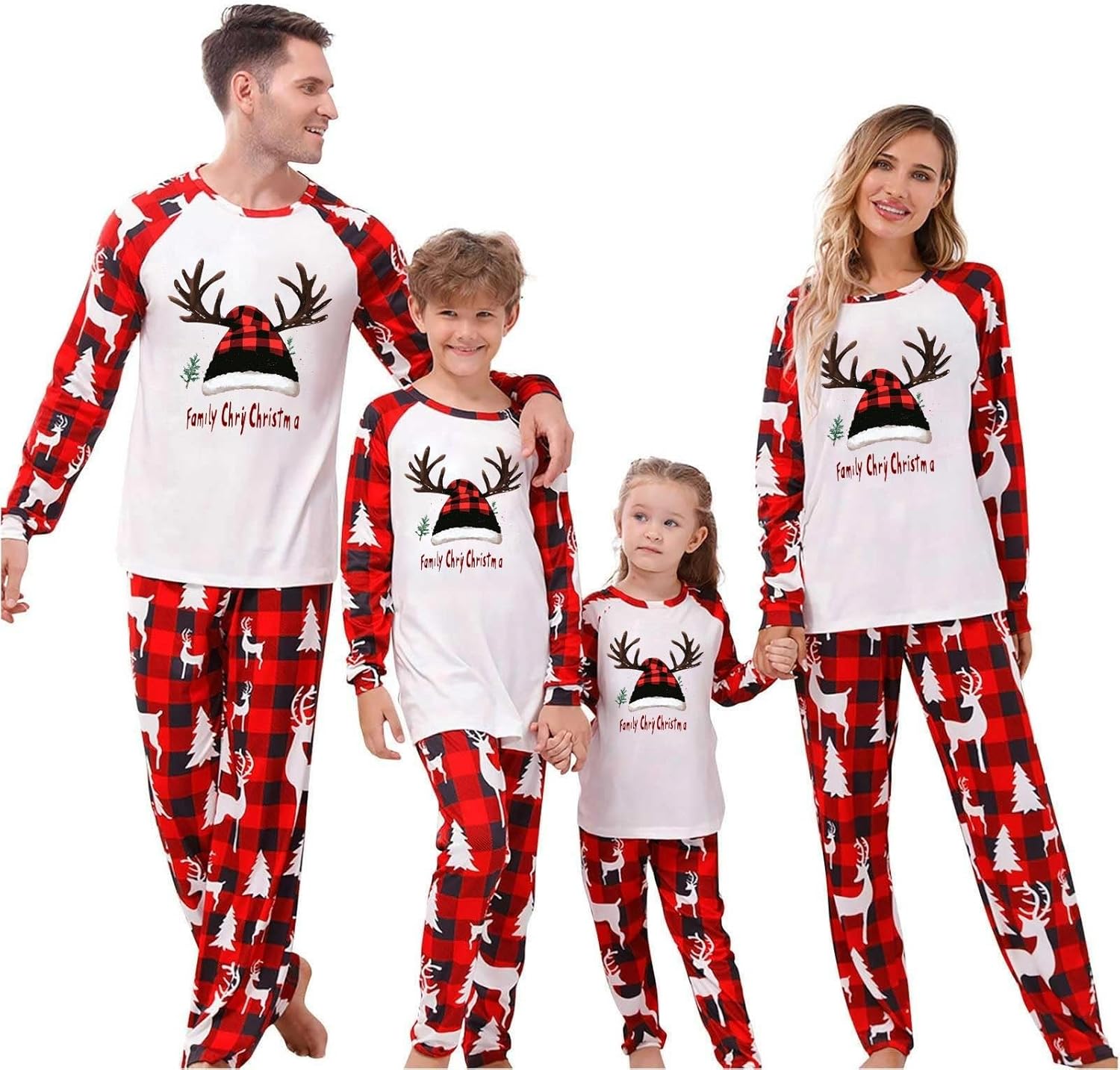 YRAETENM Matching Christmas Pajamas for Family Xmas Holiday Jammies Family Christmas Matching Sets Cute Sleepwear Pajamas