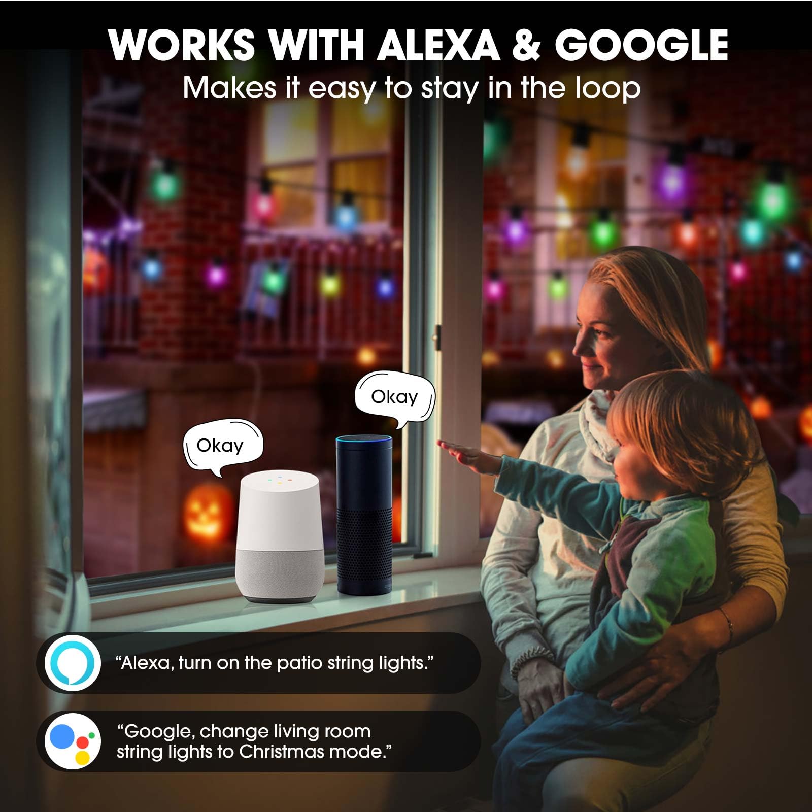 LED Lichterkette Außen Strom, 30m RGB Dimmbar Glühbirnen mit Alexa & Google Assistant, Fernbedienung, IP65 Wetterfest Outdoor Lichterkette Für Weihnachten Party, Terrasse, Garten
