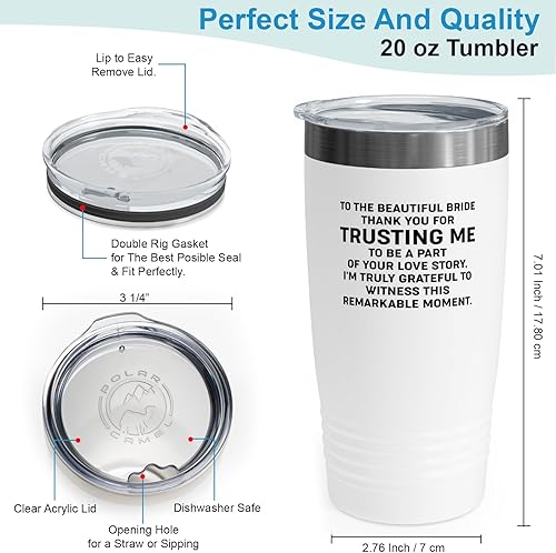Miniatura 3 de Bride Gift from Officiant Tumbler 20oz White -Beautiful Bride - Bridal Shower Bride To Be Bachelorette Party Newlywed Wedding Officiant Brother