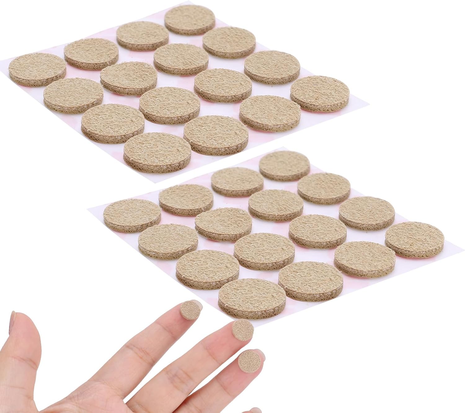 Verplexter Leather Thimble Pads, Self-Adhesive Finger Protectors for Sewing and Quilting, Beige, 32 Pads