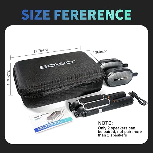 Miniatura 8 de SOWO Juego de altavoces Bluetooth duales inalámbricos, 2 soportes ajustables, sonido estéreo de alta fidelidad, sincronización de emparejamiento