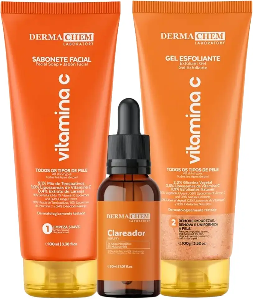 Kit Skin Care Melasma Clareador de Melasma Elimina Manchas da Pele 3 Produtos Limpeza Facial