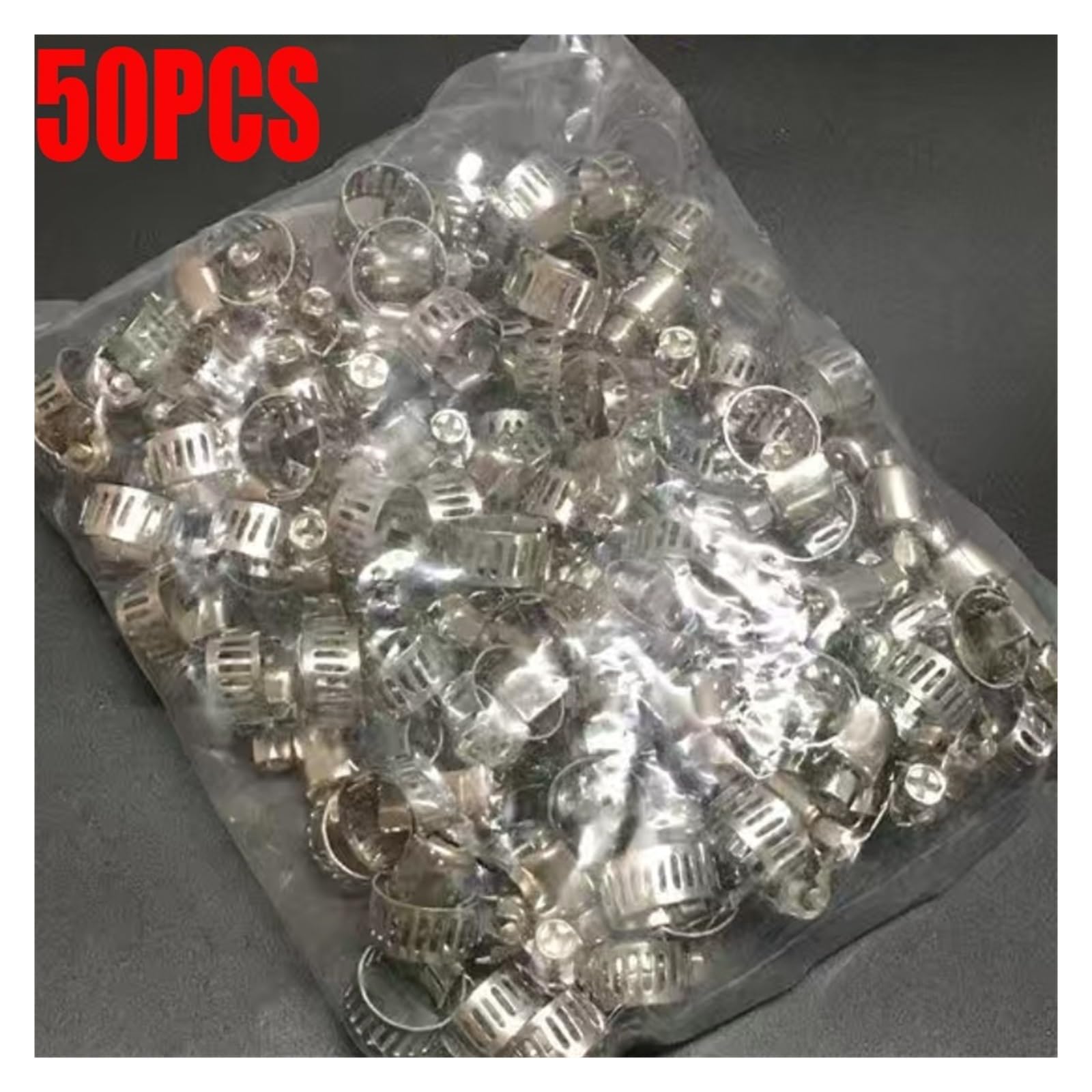 Verstellbare Schlauchschelle 50-teiliges Schlauchklemmen-Set – Schneckengetriebe-Klemmen aus Edelstahl(50pcs 8-12mm)