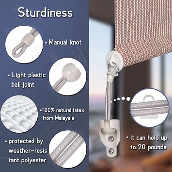 The Bungee Jumping kit is Produced by The Source Manufacturer and has undergone at Least 1000 Tests, Making it The Best Method to Repair External Blinds. (Beige, Bungee Kit)