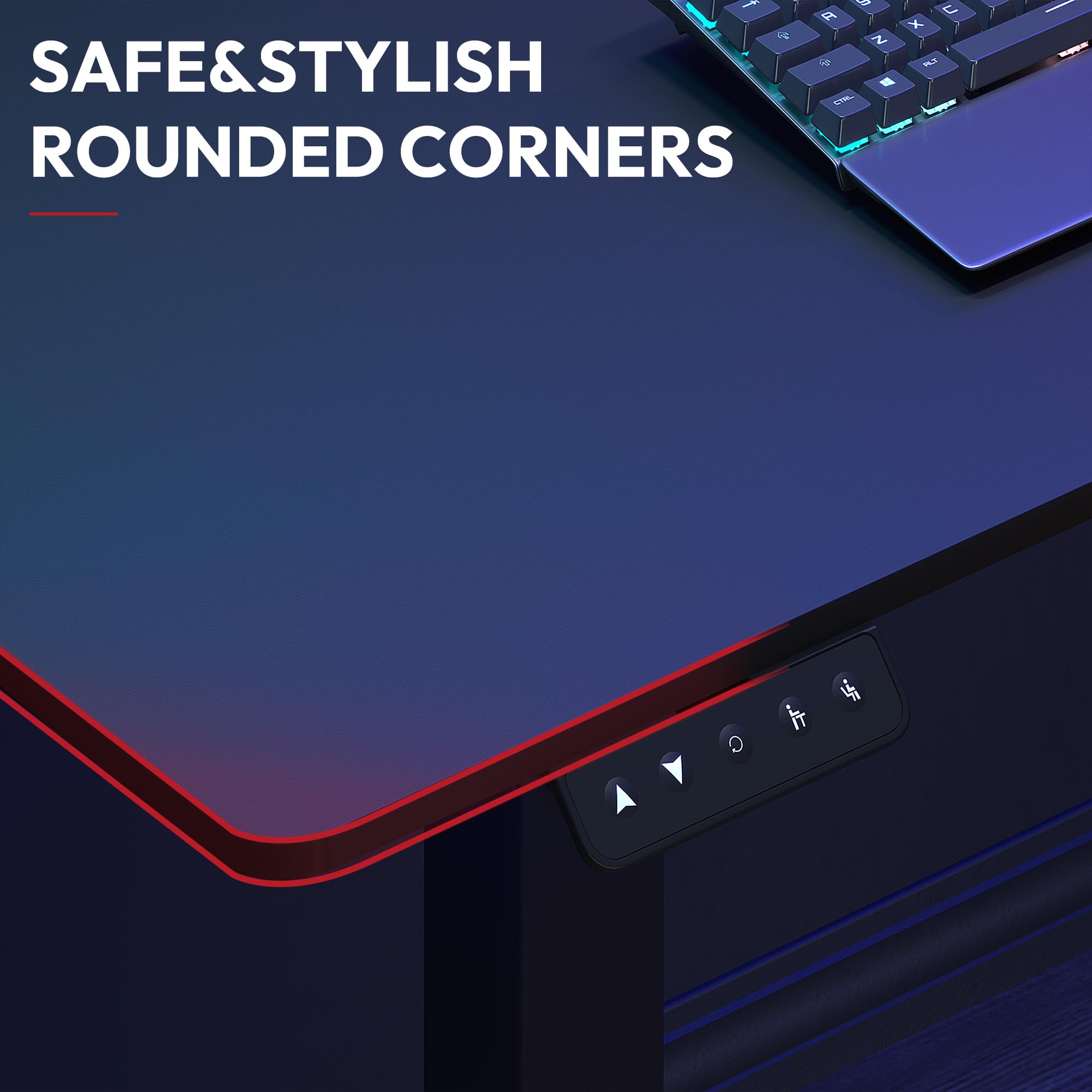 SANODESK Höhenverstellbarer Schreibtisch L-Form 180×110 cm mit Dualmotor & 4 Beinen – extra großer Gaming Standing Desk / Sitz-Steh-Tisch für Zocker, ergonomisch & stark belastbar(Schwarz)