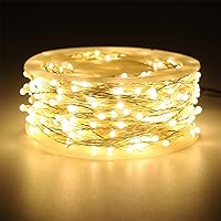 Vista 73 de RUICHEN Guirnalda de luces LED con cable plateado de 99 pies, 300 luces LED con carrete, color naranja