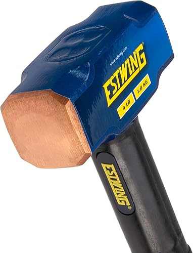 Miniatura 2 de Estwing Martillo de trineo de cobre de 4 libras para uso en metalurgiaautomociónminería, cabeza bloqueada de acero, mango indestructible de 12