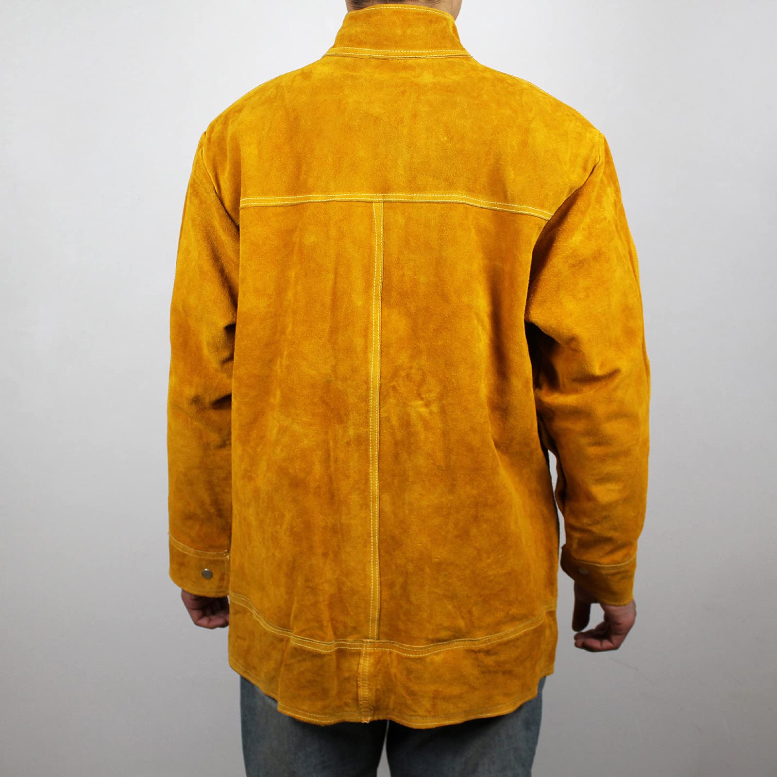 F Fityle Veste de Soudeur en Cuir, Vêtement Soudure Protection, Résistant à La Chaleur, Antiusure pour Travailleur/se - XL