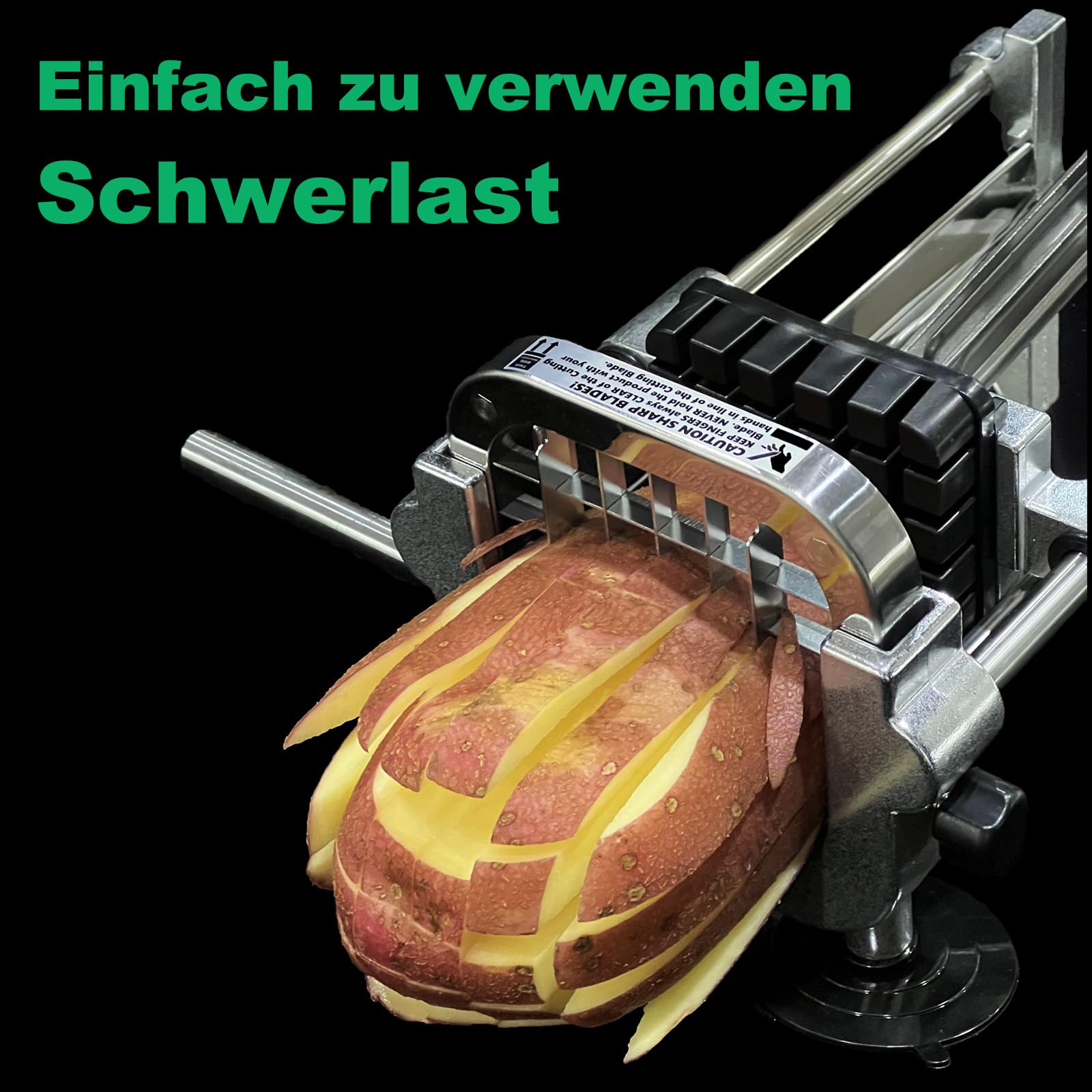 Eascandy Pommes-Frites-Schneider, Hochleistungs-Kartoffelschneider, Kartoffelschneider aus Edelstahl für Süßkartoffeln, Karotten, Yamswurzeln und Gurken. (12 mm & 9,5 mm & 6,35 mm Schneider)