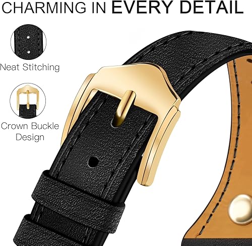 Miniatura 5 de JR.DM Correas delgadas de cuero compatibles con Apple Watch Band 1.496 in 1.575 in 1.614 in 1.654 in 1.732 in 1.772 in 1.929 in, correa de cuero
