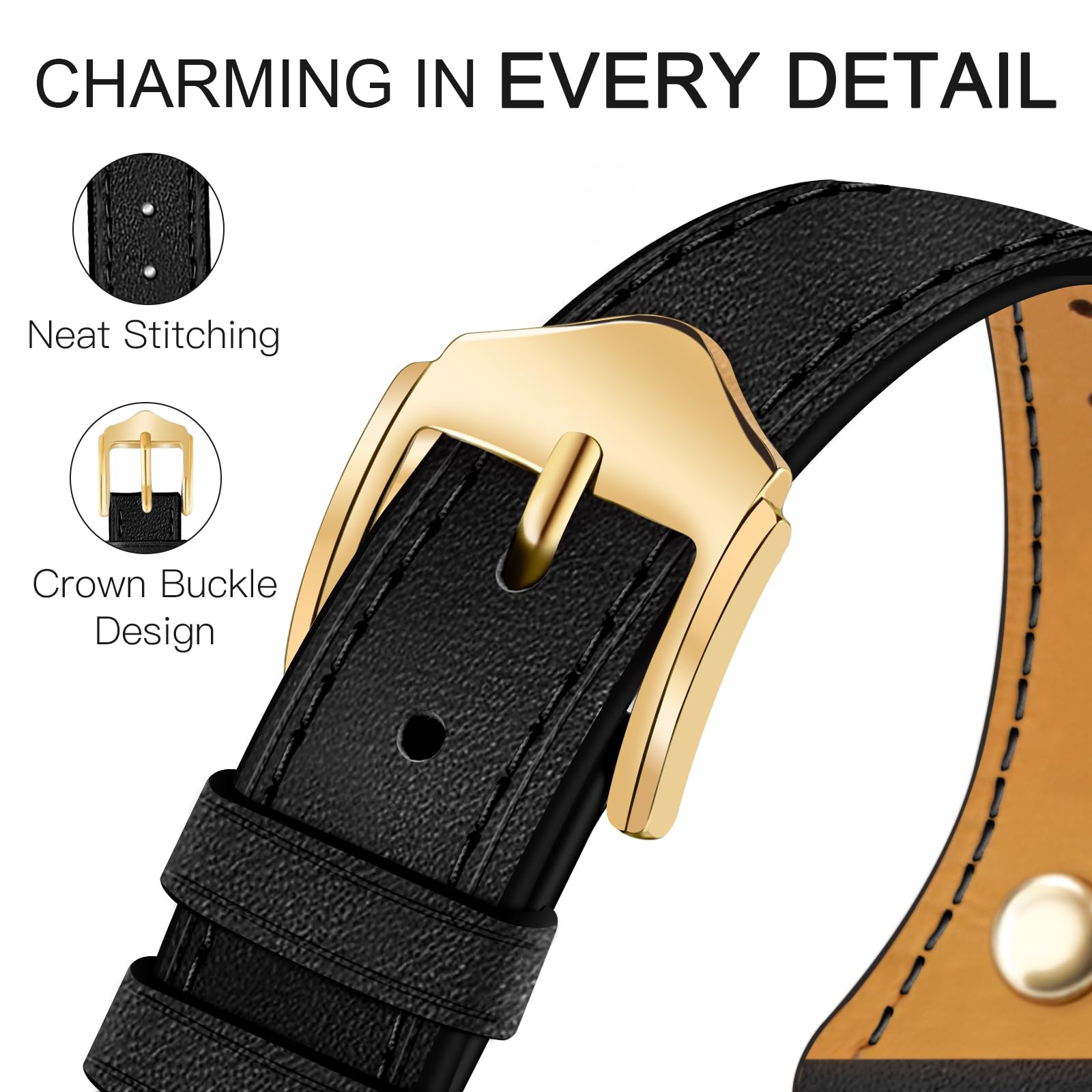 JR.DM Wąskie skórzane paski do zegarka Apple Watch 38 mm, 40 mm, 41 mm, 42 mm, 44 mm, 45 mm, 49 mm, pasek do zegarka z prawdziwej skóry z zawieszkami, kobiecy design do iWatch Ultra SE i serii 9, 8, 7