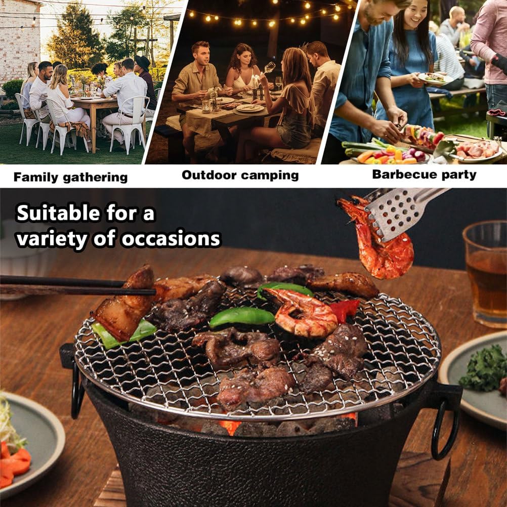 AIZYR Small Charcoal Grill Korean BBQ Grill, Portable Camping Charcoal Stove Easy to Assemble for Outdoor Picnics Backyard Beach,28cm