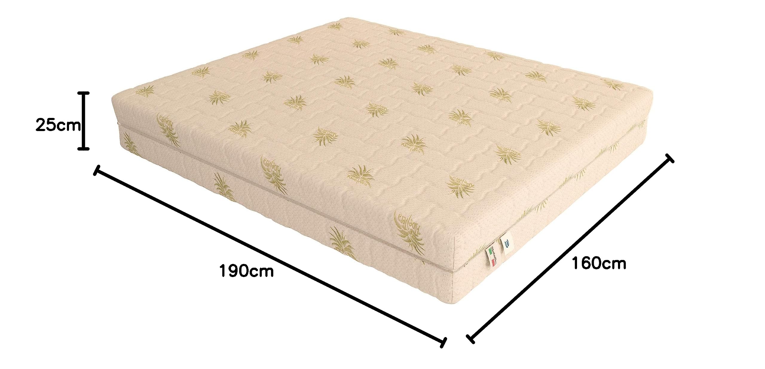 Baldiflex Emporio Materasso Memory Matrimoniale, Dream Soft, 7 cm Memory, H 25 cm, Sfoderabile Aloe 3D, Misura 160x190x25cm