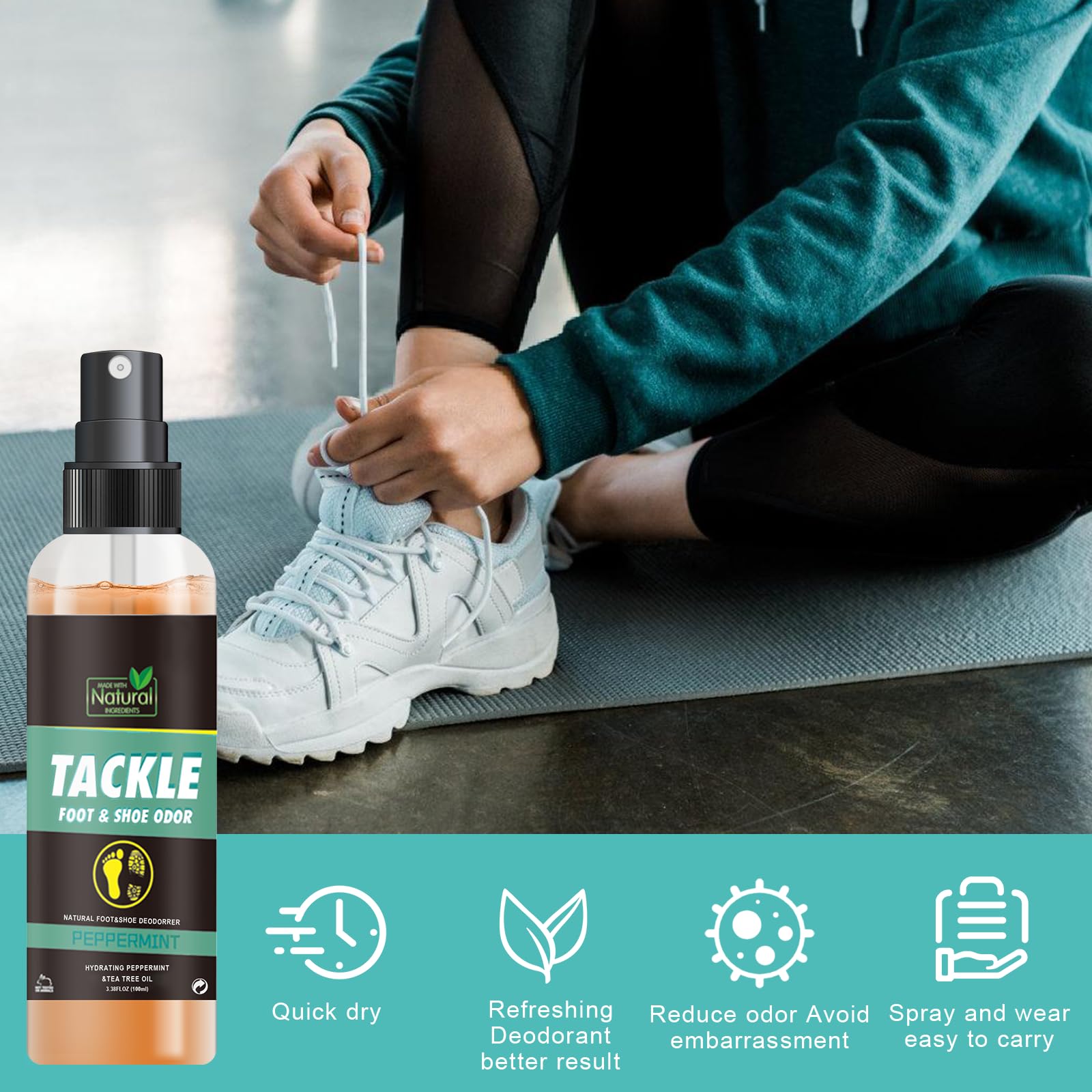 100ml Desodorante En Spray Para Calzado,Spray Para Quitar Olor A Zapatos,Sprays Antiolor Para Zapatillas Deportivas, Aplicación Rápida,Uso Diario En Para Deporte Oficina Y Viaje