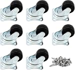 HOWDIA 1-inch Dia Swivel Single Wheel Rubber Caster Wheels for Furniture, Small Casters Trolley Wheels with Base Ball Bearing, Conveyor Rollers 8 Pack