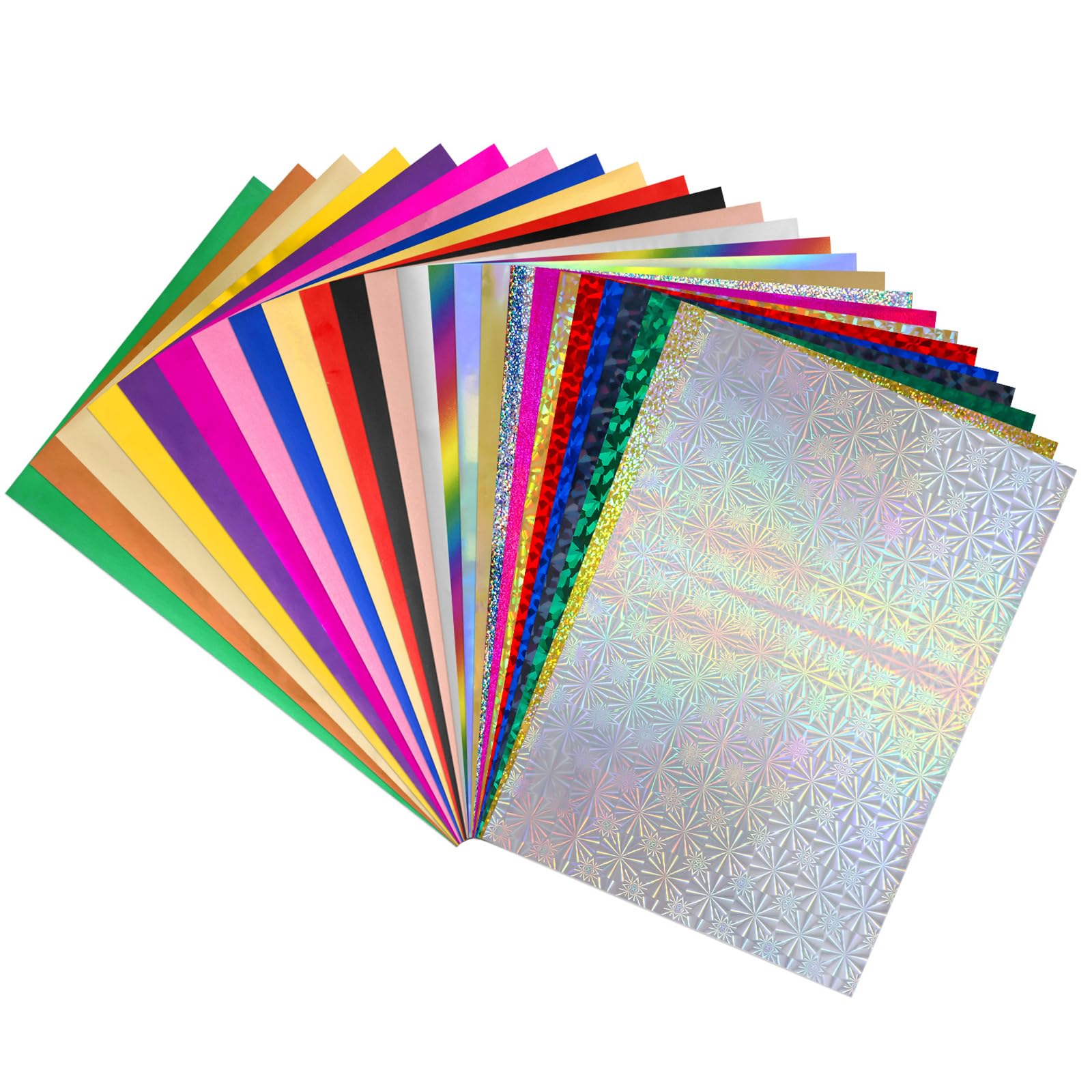 25 Colors 100 Pieces Toner Reactive Foil for Laminator 20x29cm/7.9x11.4inch Foil Paper for Toner Foiling Scrapbooking Craft Projects Card Making