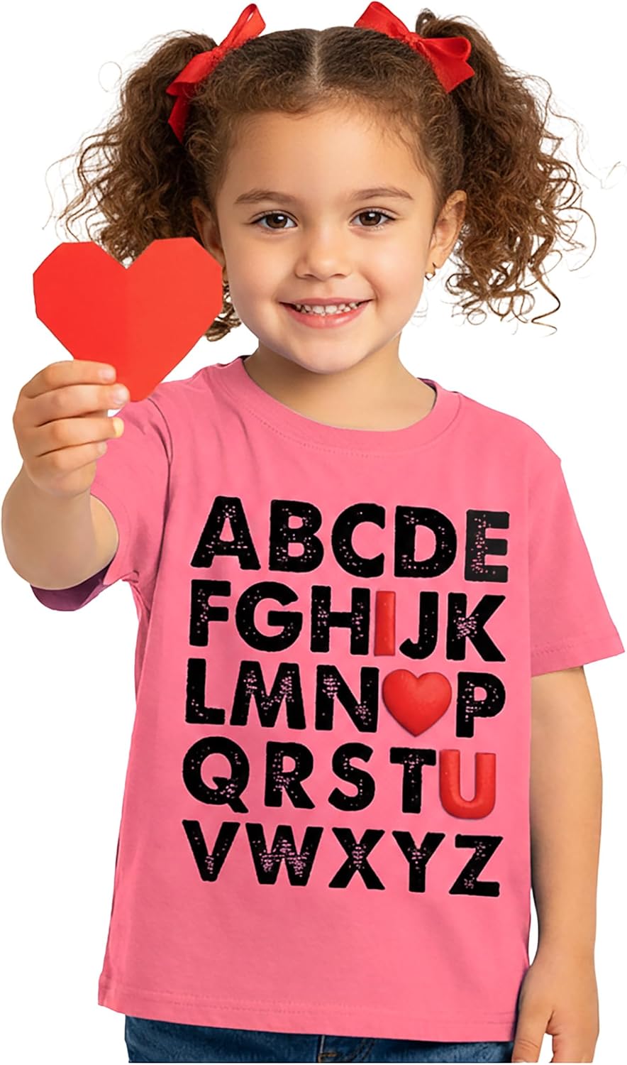 Tstars ABC I Love You Kids Valentine Shirt - Alphabet Heart Graphic Tee for Toddlers, Boys and Girls