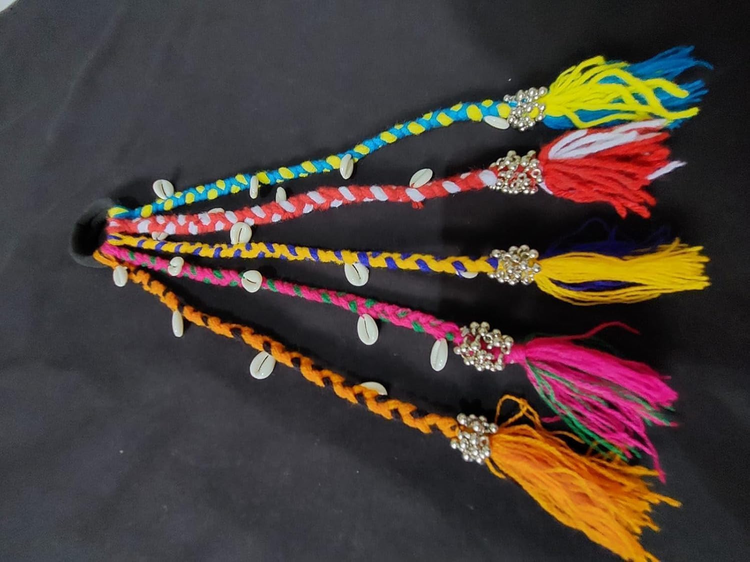 BELARO 1 PCS Navratri Look Hair Braids with Rubber Bands Girl and Women, Hair Accessory for Everyday Style and Rainbow Color Braids Extensions Color | Boho Chic Style (Multicolour) (Style 5) 3