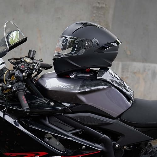 Miniatura 7 de VCOROS Casco de motocicleta de cara completa X9 con visera interior y bolsillos para altavoces listos para Bluetooth, aprobado por DOT, casco de