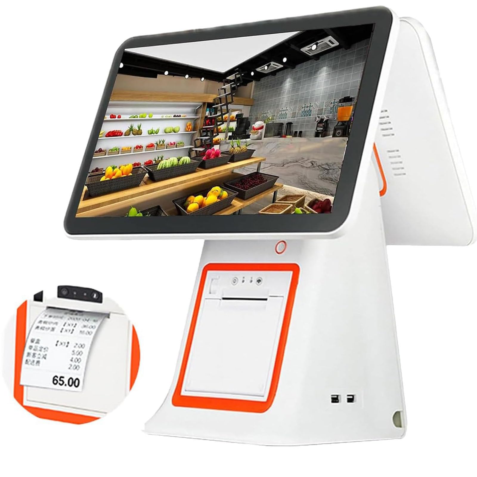 Dotykowy Cash Register, kasa POS, maszyna kasowa z ekranem dotykowym 15,6” White | regulowany kąt dla handlu detalicznego, dla kasy fiskalnej PC Kiosk Office Retail