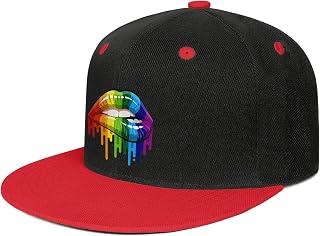 Men's Gay Homosexual Lesbian Rainbow Lips Pride Vintage Snapbacks Baseball Cap Cool Hat Red