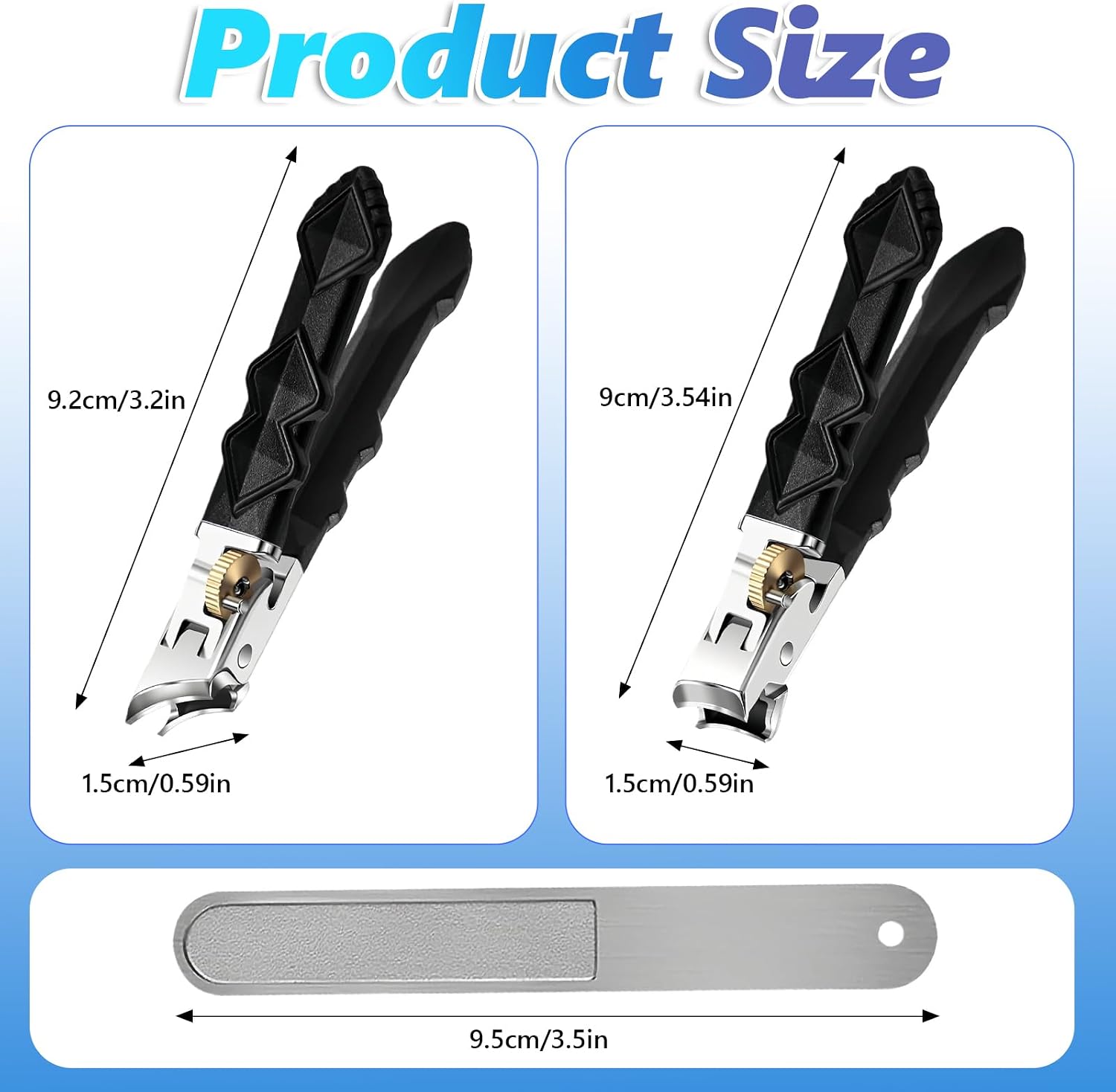 Toenail Clippers for Thick Toenails - Wide Jaw Eagle Beak Opening Clippers for Fingernails Anti Splash Cutter with Curved Blade Stainless Steel Manicure Nail Grooming Travel Kit