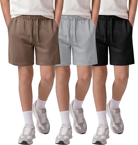 Vinsatin 3 Pack Boys Uniform Shorts Kids Pants, 3-Color, 13-14 Years