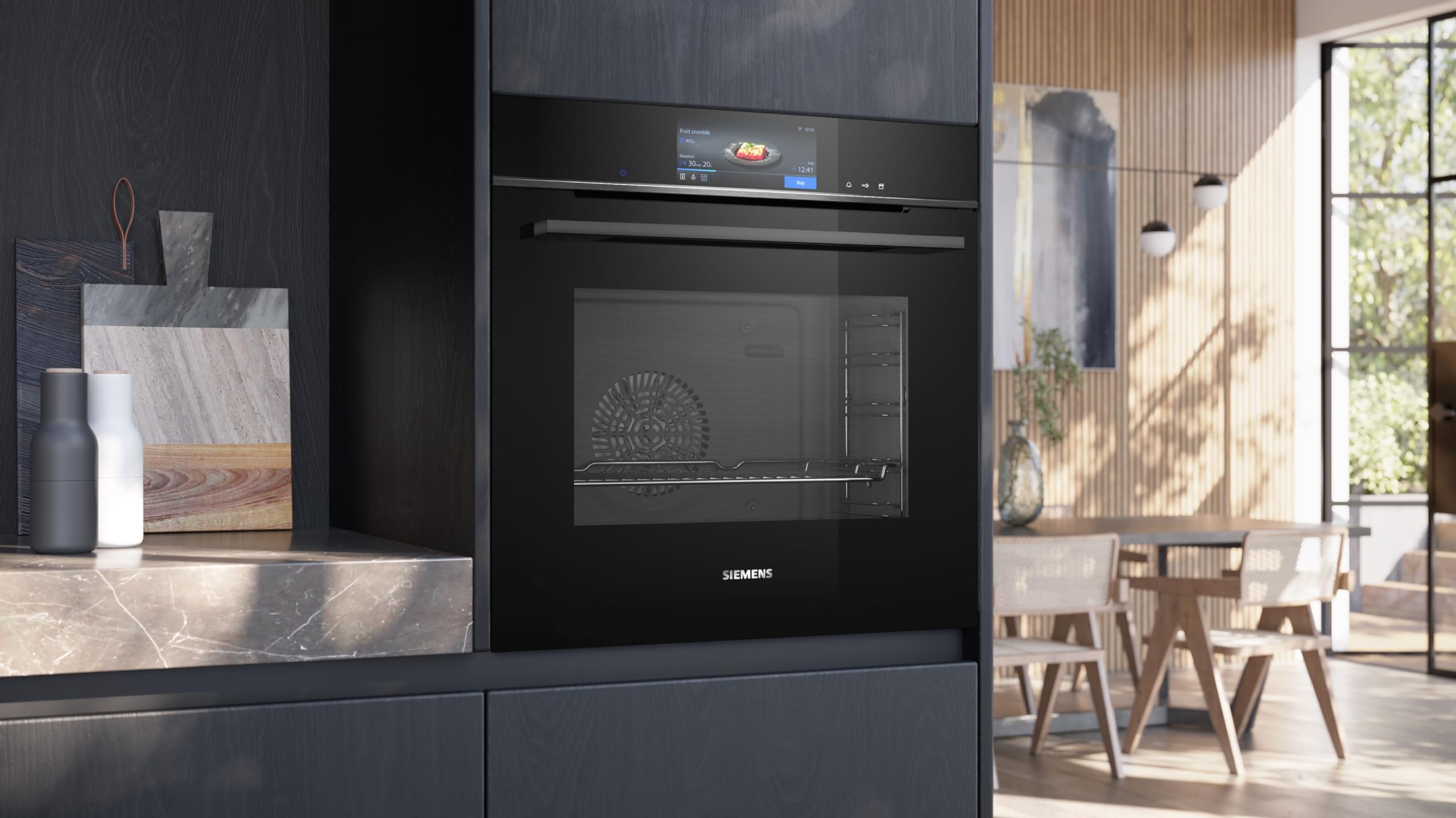 Siemens HS758G3B1 iQ700 Smart Forno a vapore da incasso, larghezza 59,4 cm, humidClean Plus, per una pulizia rapida, assistente per forno con controllo vocale, cookControl Pro, TFT Full Touch Display