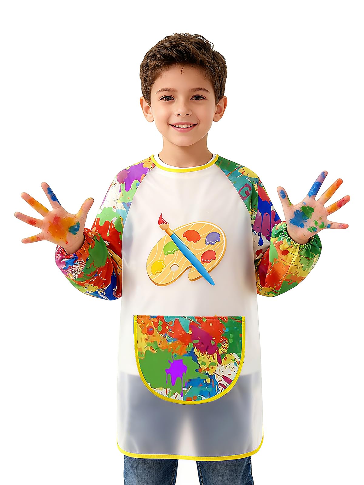 Nanwansu Kids Art Apron Waterproof Long Sleeve Smock Artist Painting Apron for Children - Image 2