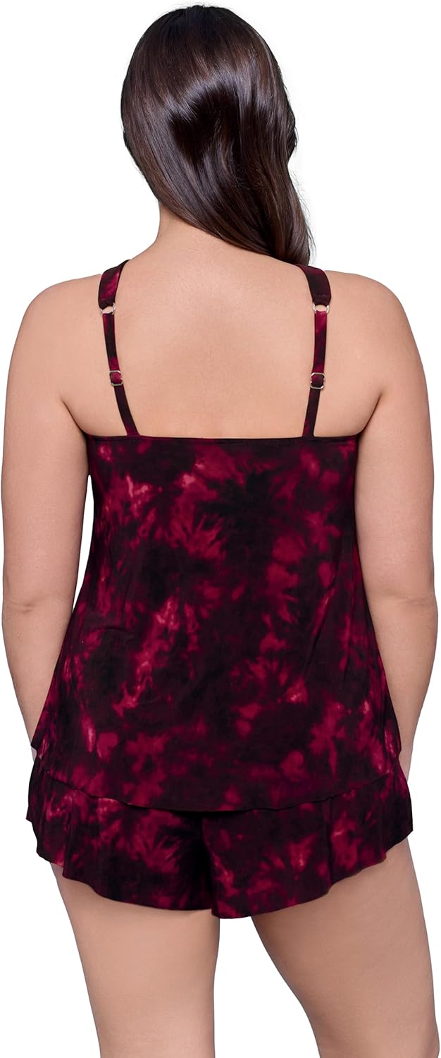 Aqua Green Womens Slimming High Neck Adjustable Swim Romper with Pockets - Image 4